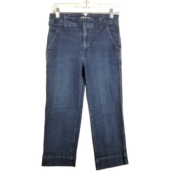 FREE People 27 Straight Leg Cropped Jeans Notched Waist High Rise - Picture 1 of 11